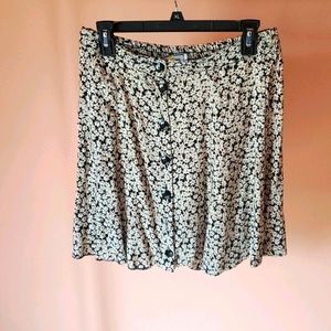 Button front floral skirt